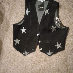Charlotte Russe Black Vest with Silver Star Accents